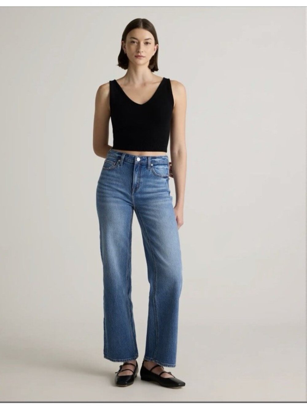 Quince Bella Stretch Relaxed Straight Jeans Denim Atlantic Blue Size 32/30 - Picture 3 of 16